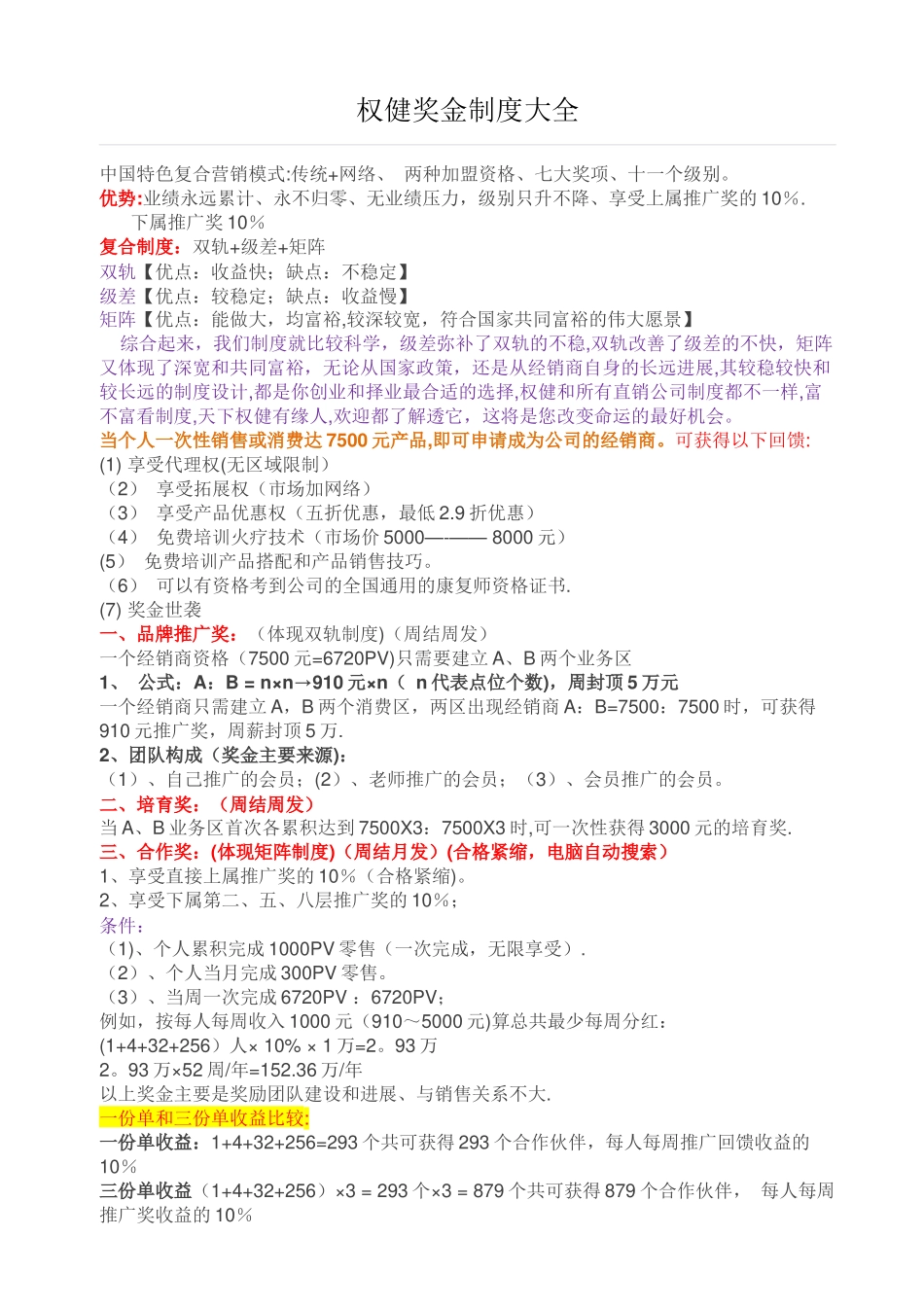 权健奖金制度大全_第1页