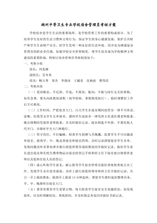 2025年宿舍管理员考评方案