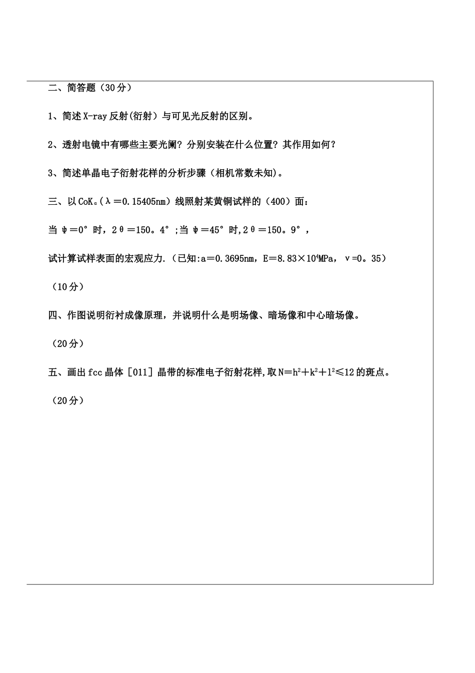 材料研究与测试方法试卷_第2页