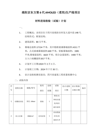 材料进场试验计划
