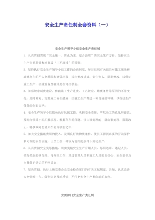 2025年安全生产责任制全套资料各部门