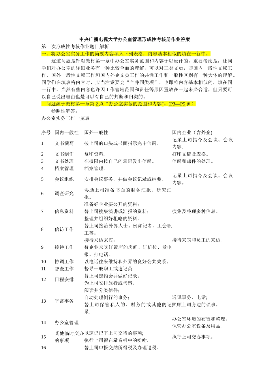 2025年电大办公室管理形成性考核册作业答案_第1页