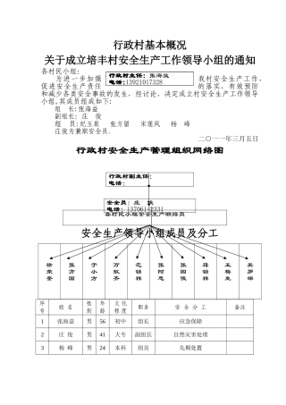 村安全生产台帐