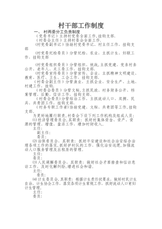 村干部工作制度