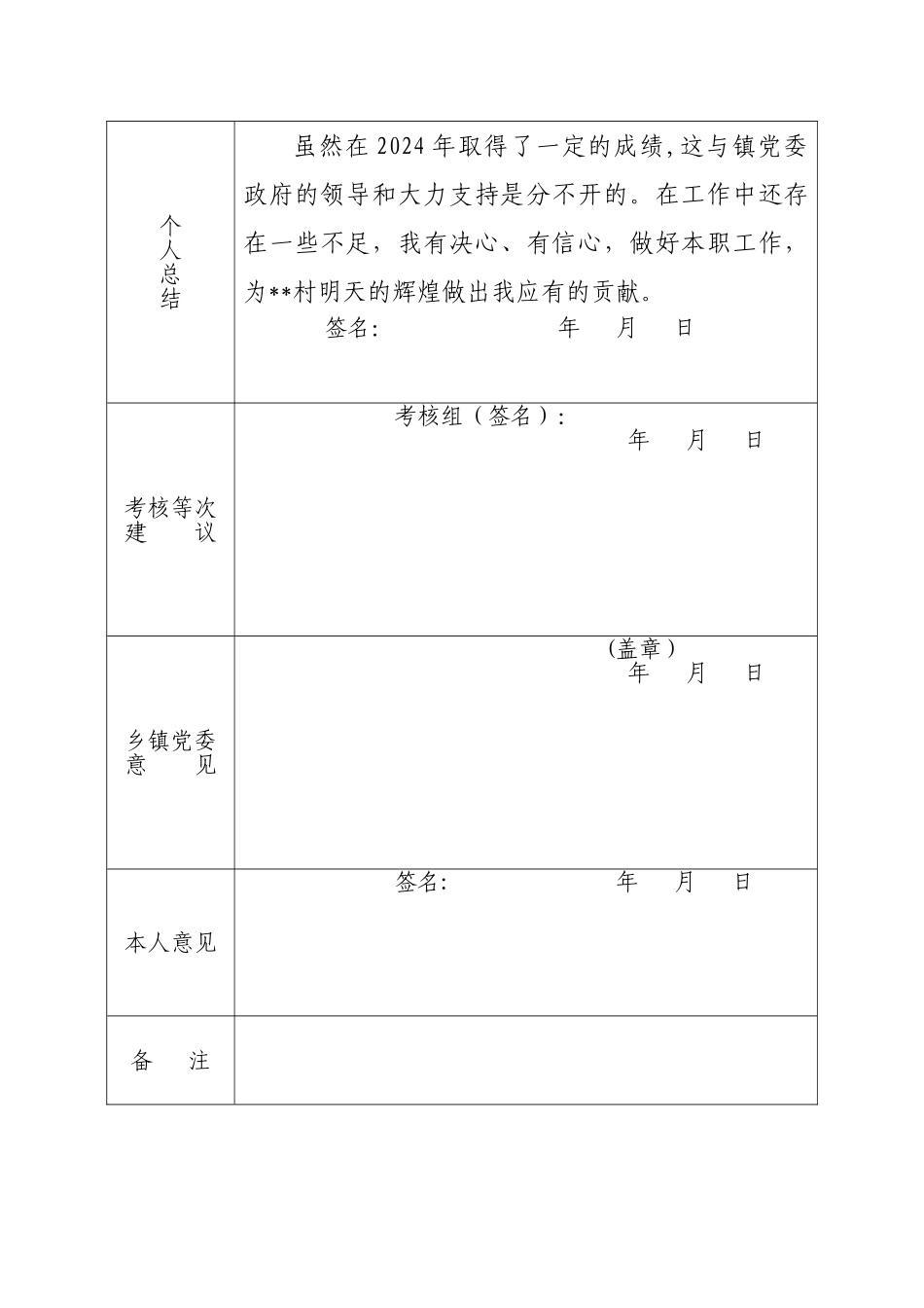 村干部考核表_第2页
