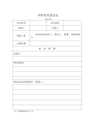村民代表会议会议记录