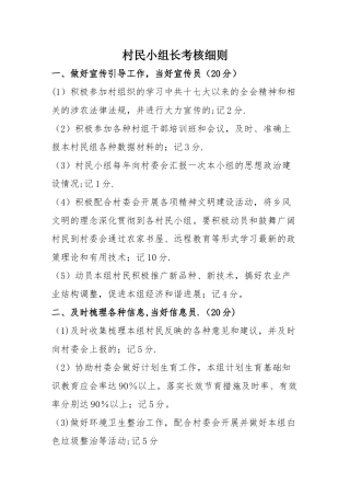 村民小组长考核细则