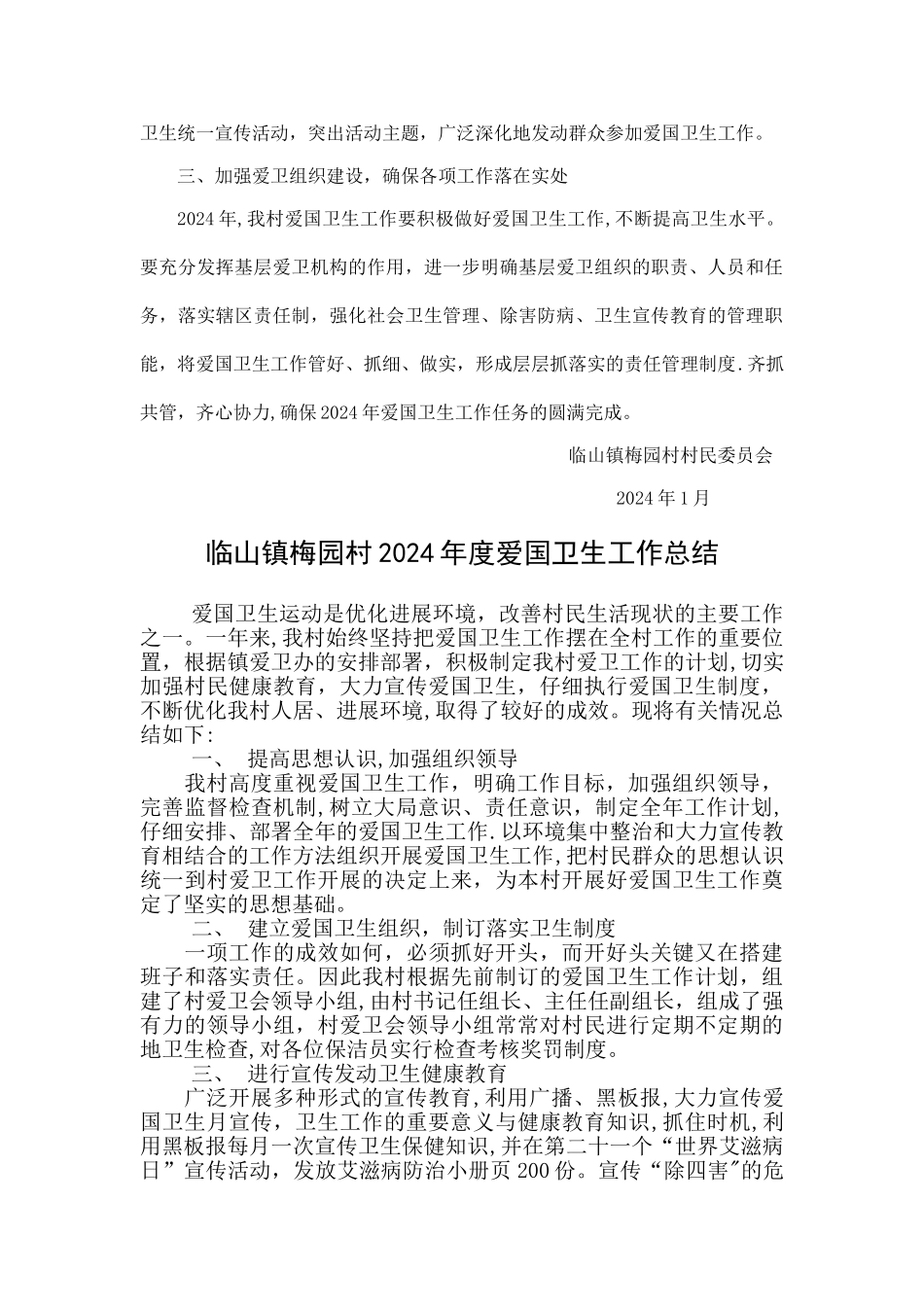 村爱国卫生工作计划和总结_第2页