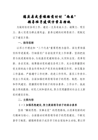 村班子建设方案与措施