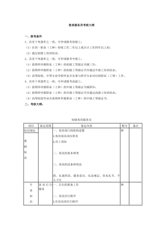 2025年客房服务员考核大纲