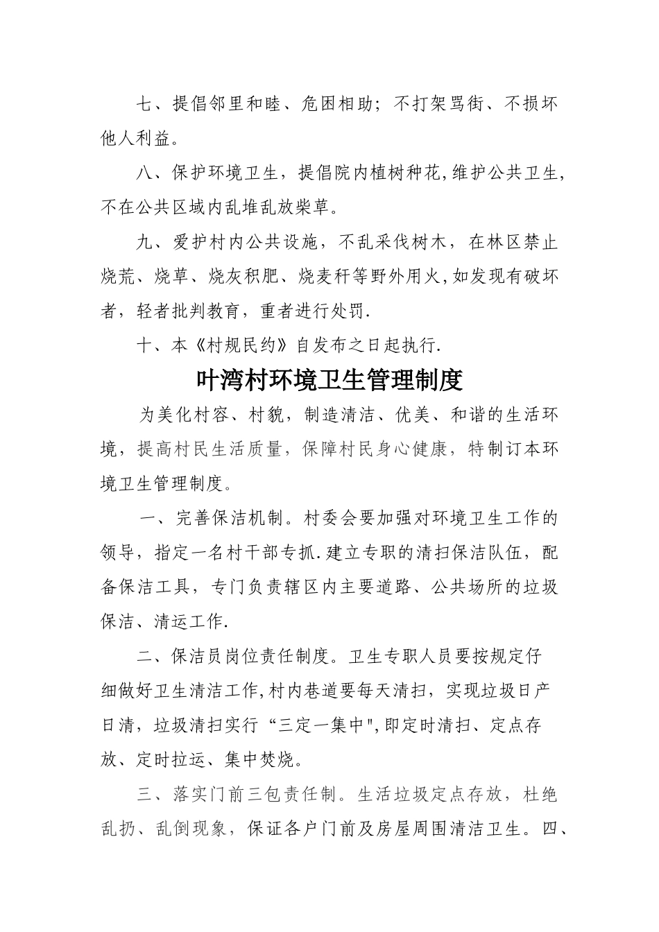 村规民约、村环境卫生管理制度_第2页