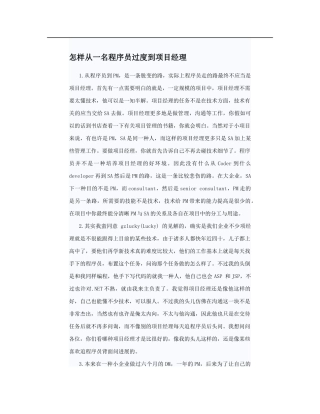 2025年怎样从一名程序员过度到项目经理