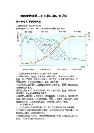 2025年鲁教版地理必修二知识点总结