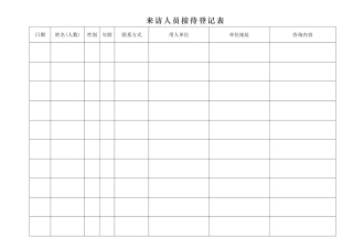 来访人员接待登记表