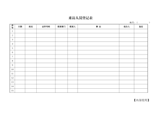 来访人员登记表(模板)