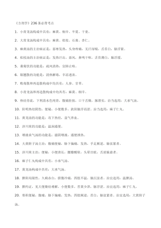2025年《方剂学》236条必背考点