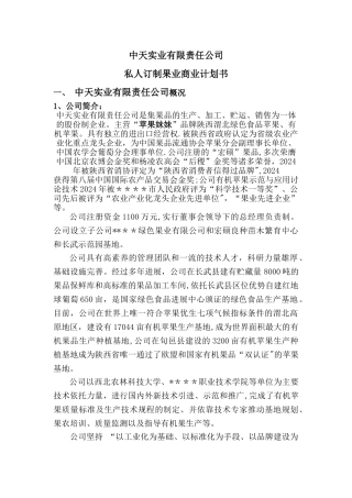 果业集团商业计划书