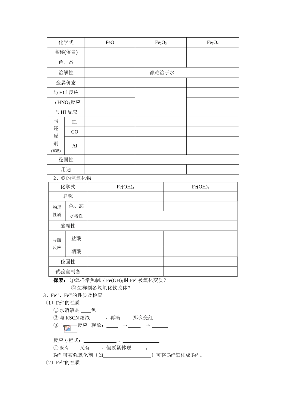 2025年高三化学一轮考点精析考点27铁及其化合物_第2页