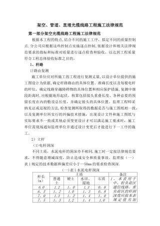 架空、管道、直埋光缆线路工程施工规范