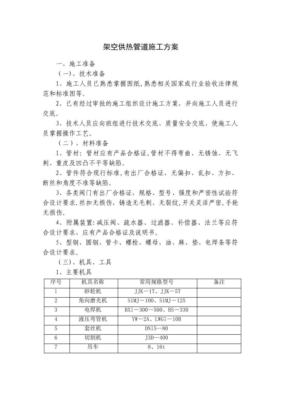 架空供热管道施工方案-secret_第1页