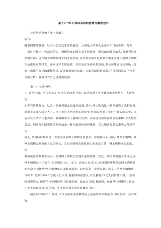某个C-TO-C网站具体的营销方案规划书