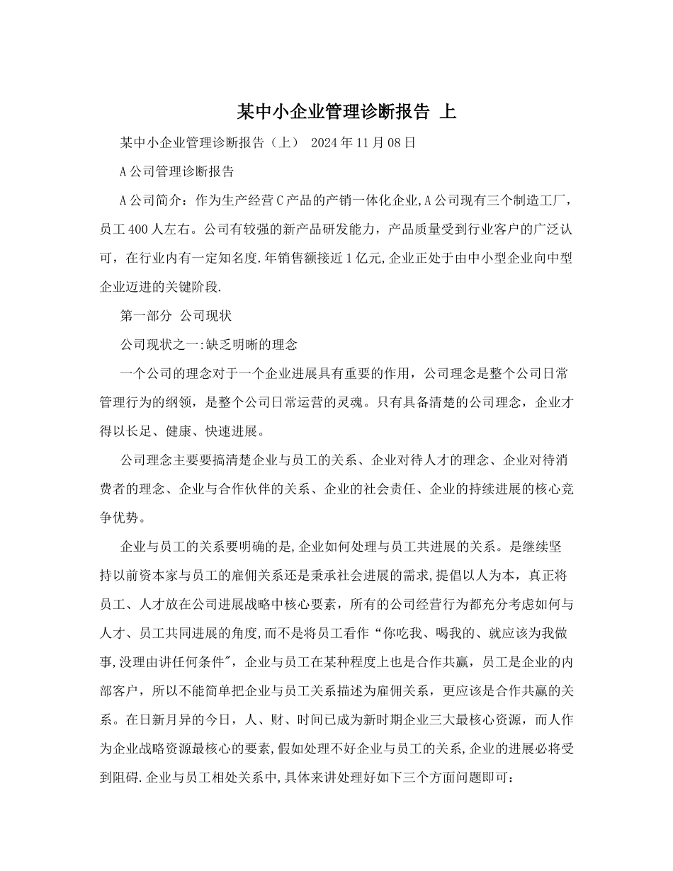 某中小企业管理诊断报告-上_第1页