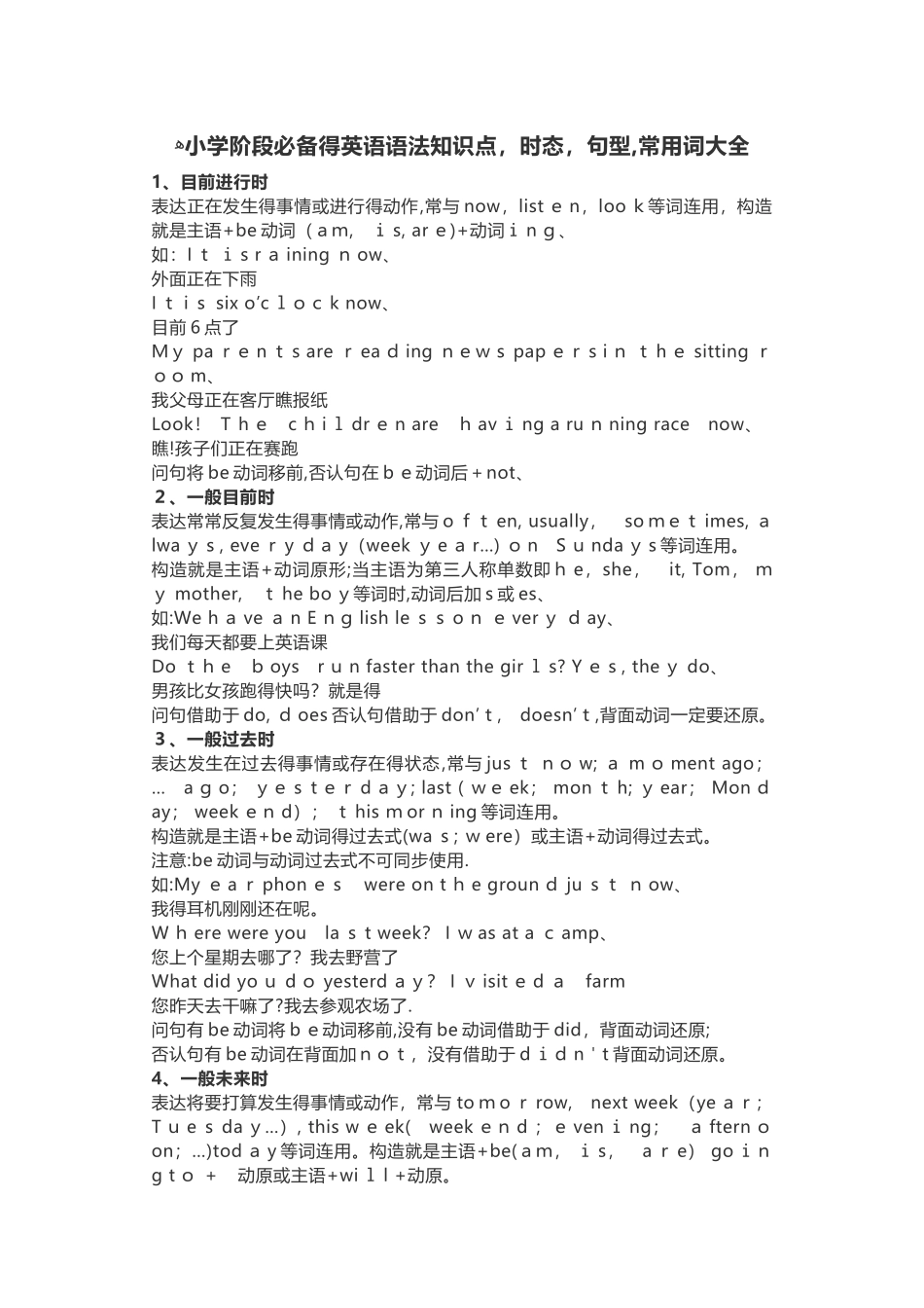 2025年小学阶段的英语语法知识点_第1页