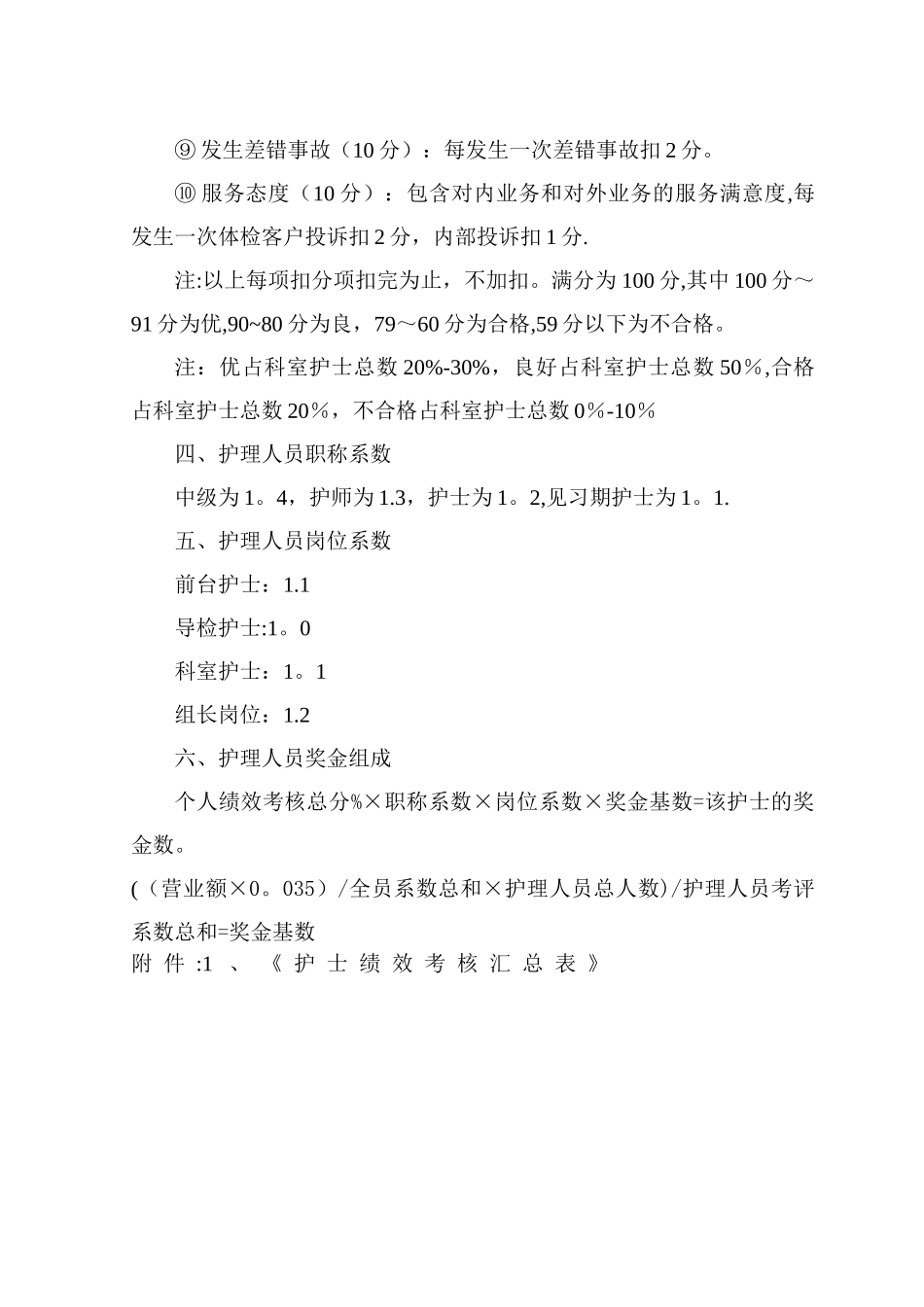 某体检中心护理人员绩效考核方案_第3页