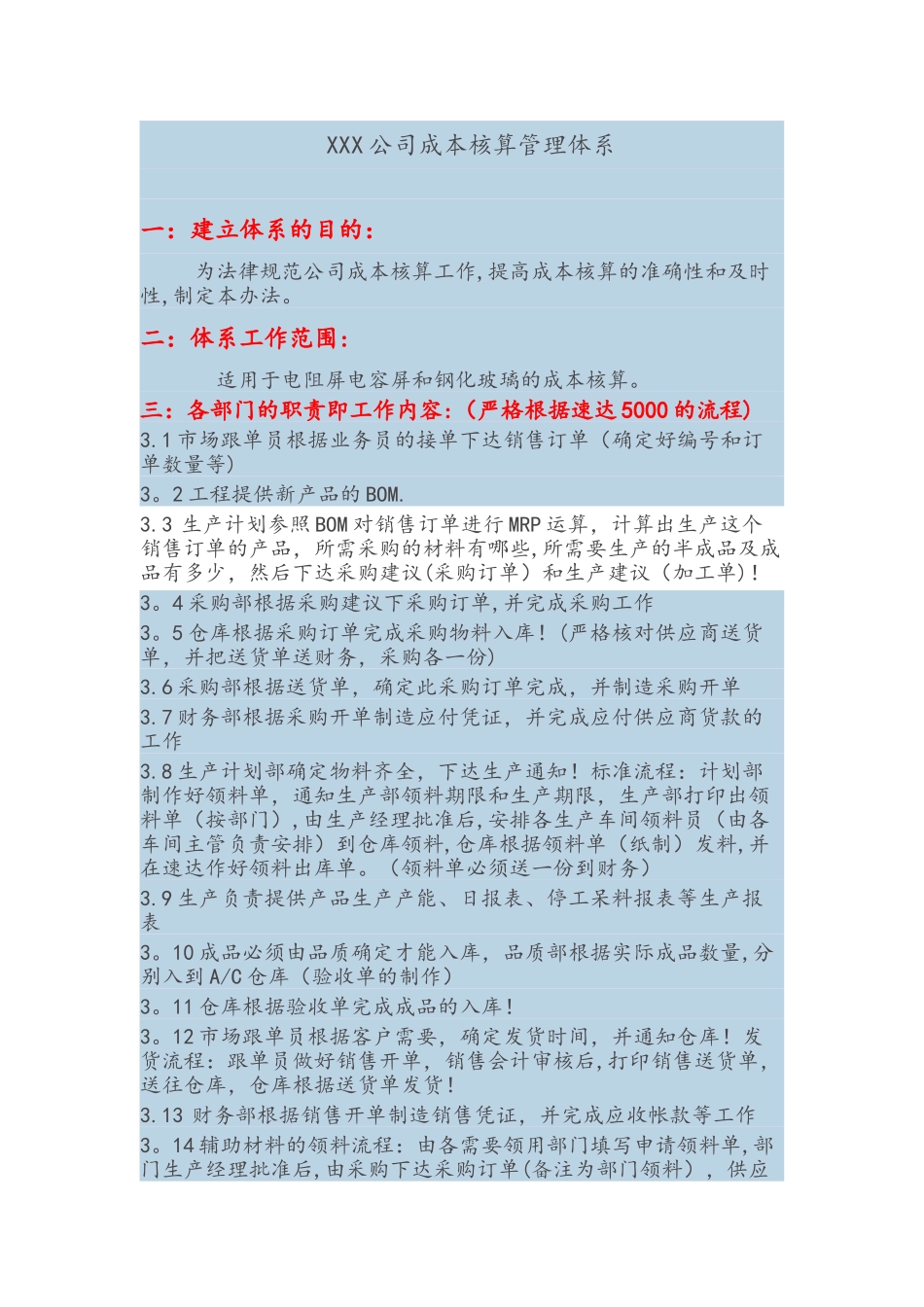 某公司成本核算管理体系_第1页