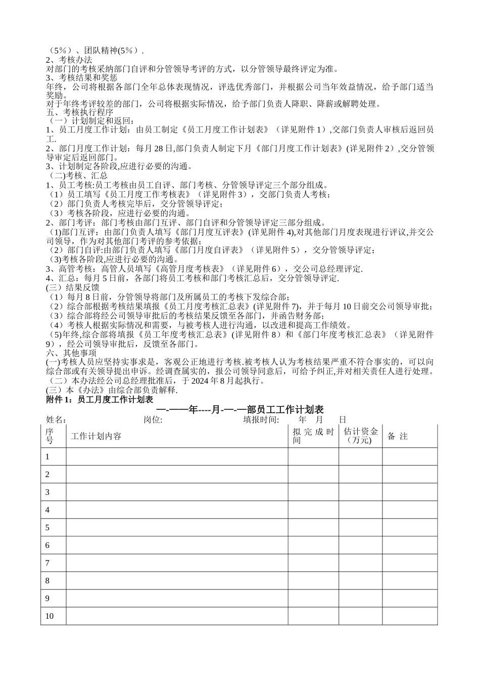 某公司绩效考核办法附全套表格及操作方案_第2页