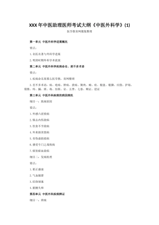 2025年X中医助理医师考试大纲《中医外科学》
