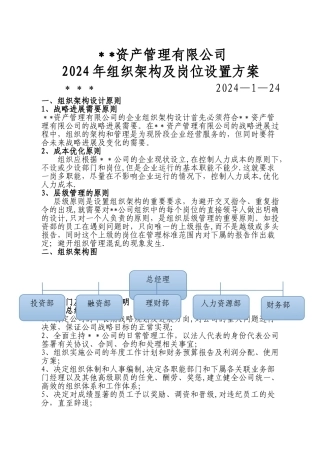 某创业期金融服务公司组织架构及人员配备方案
