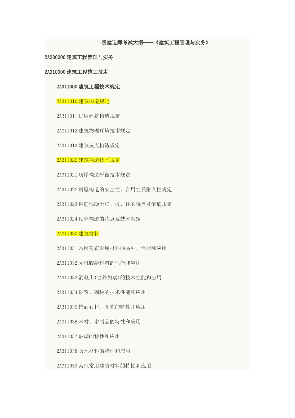 2025年二级建造师《建筑工程实务》考试大纲_第1页