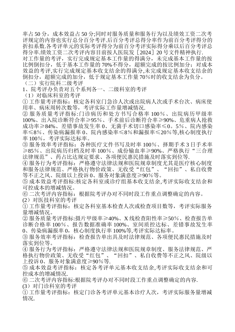 某市人民医院绩效考核方案_第2页