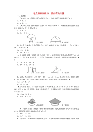 2025年中考数学总复习圆考点跟踪突破21圆的有关计算试题