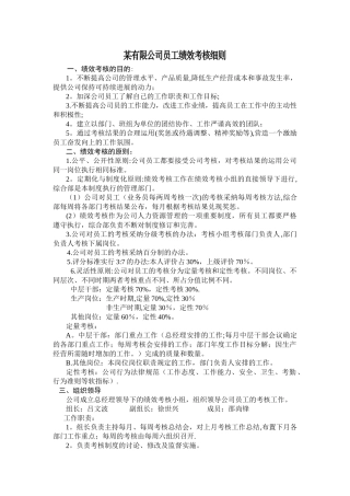某有限公司员工绩效考核细则