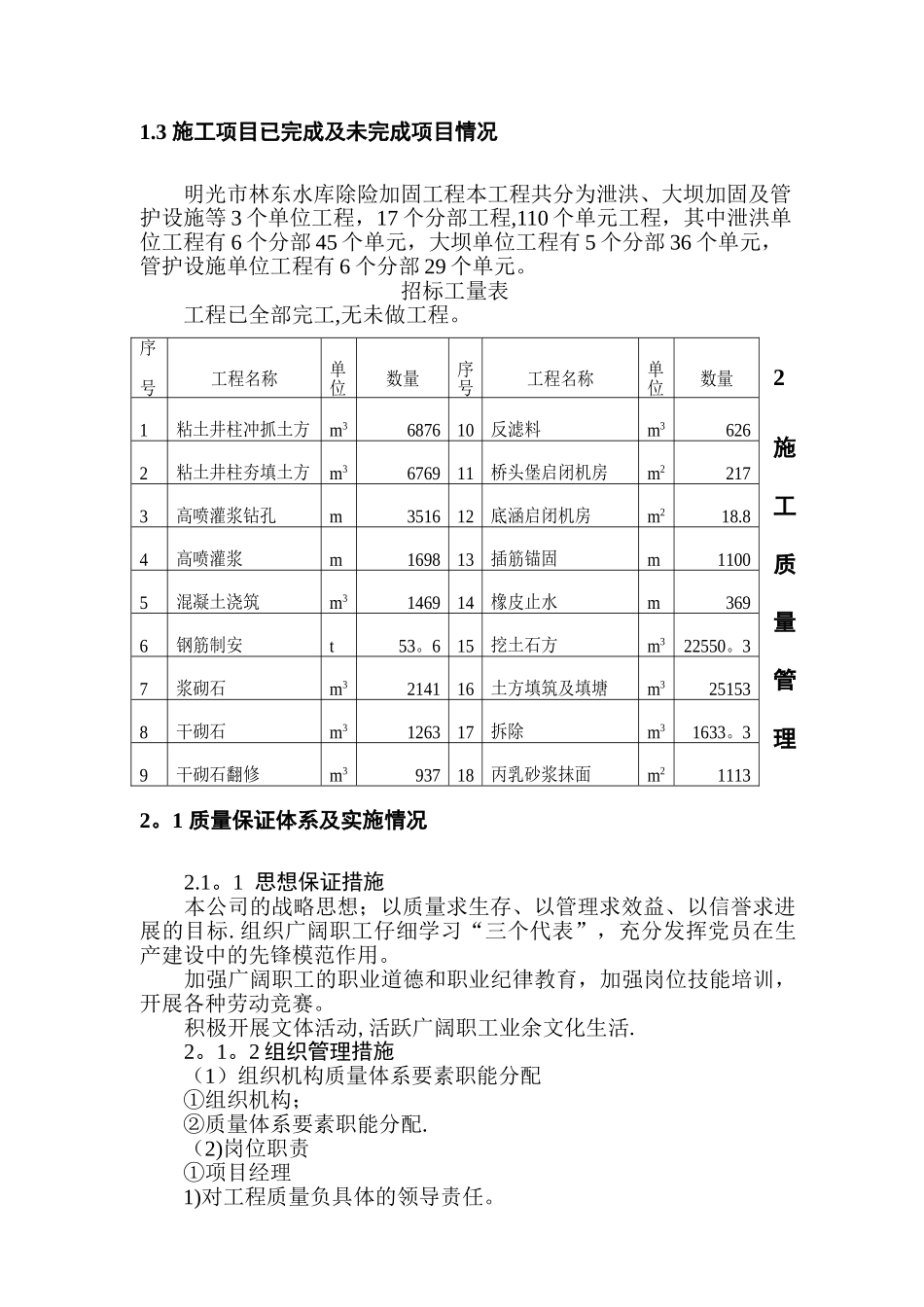某某水库蓄水安全鉴定施工质量自检报告_第2页