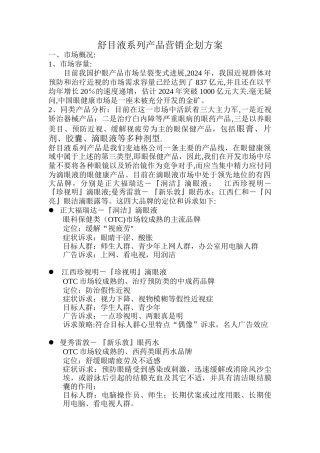 某滴眼液液系列产品营销企划方案