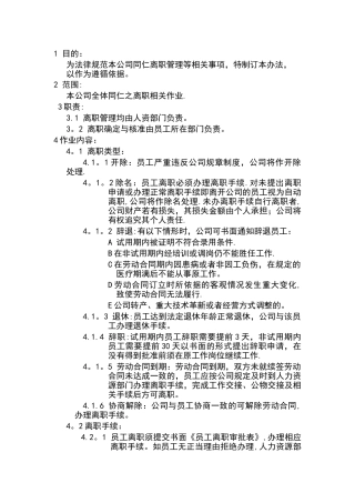某电商公司管理制度——离职管理办法