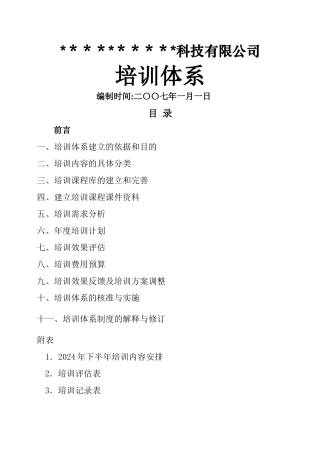 某科技有限公司培训计划