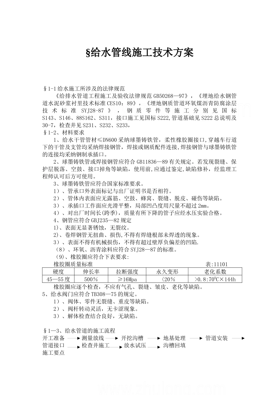 某道路工程给排水管道施工方案_第1页