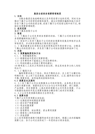 某集团全面财务预算管理制度