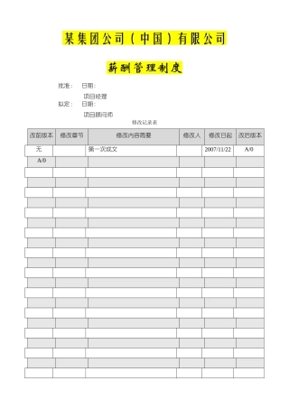 某集团公司薪酬管理制度