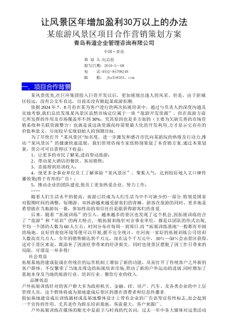 某风景区项目合作营销策划方案