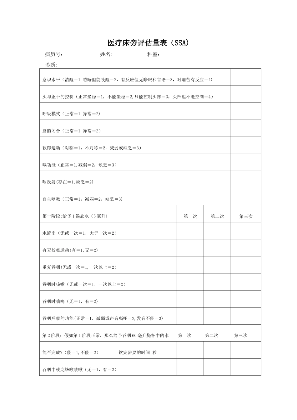 标准吞咽功能评估表_第1页