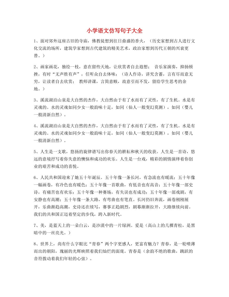 2025年小学语文仿写句重点练习小升初必练_第1页