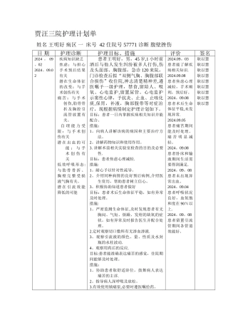 标准护理计划单格式