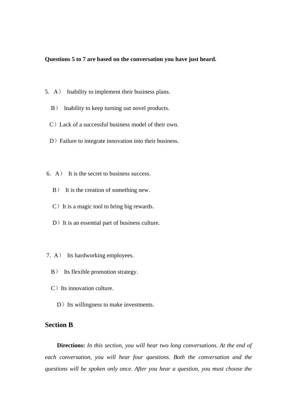 2025年6月大学英语四级考试真题试卷一_第3页
