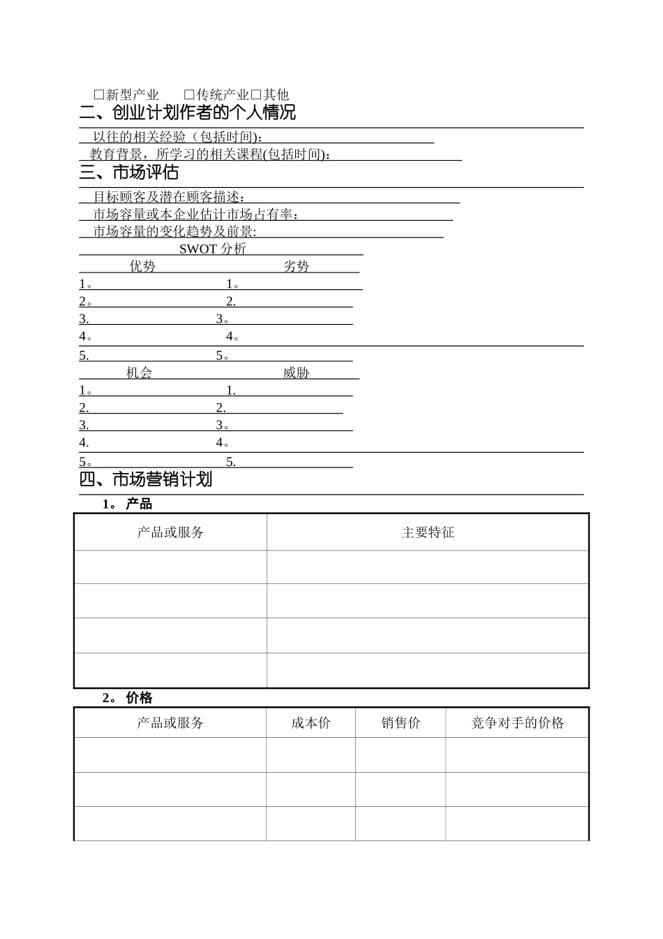 标准的创业计划书模板_第2页