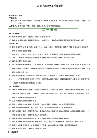 标准美容院岗位职责描述